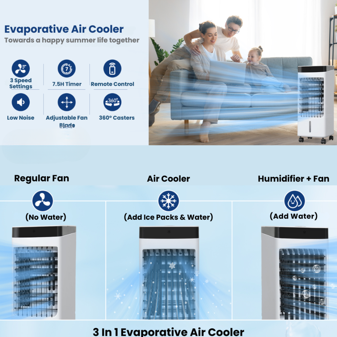 Portable Air Cooler with Remote Control and 4L Tank | Luxenique