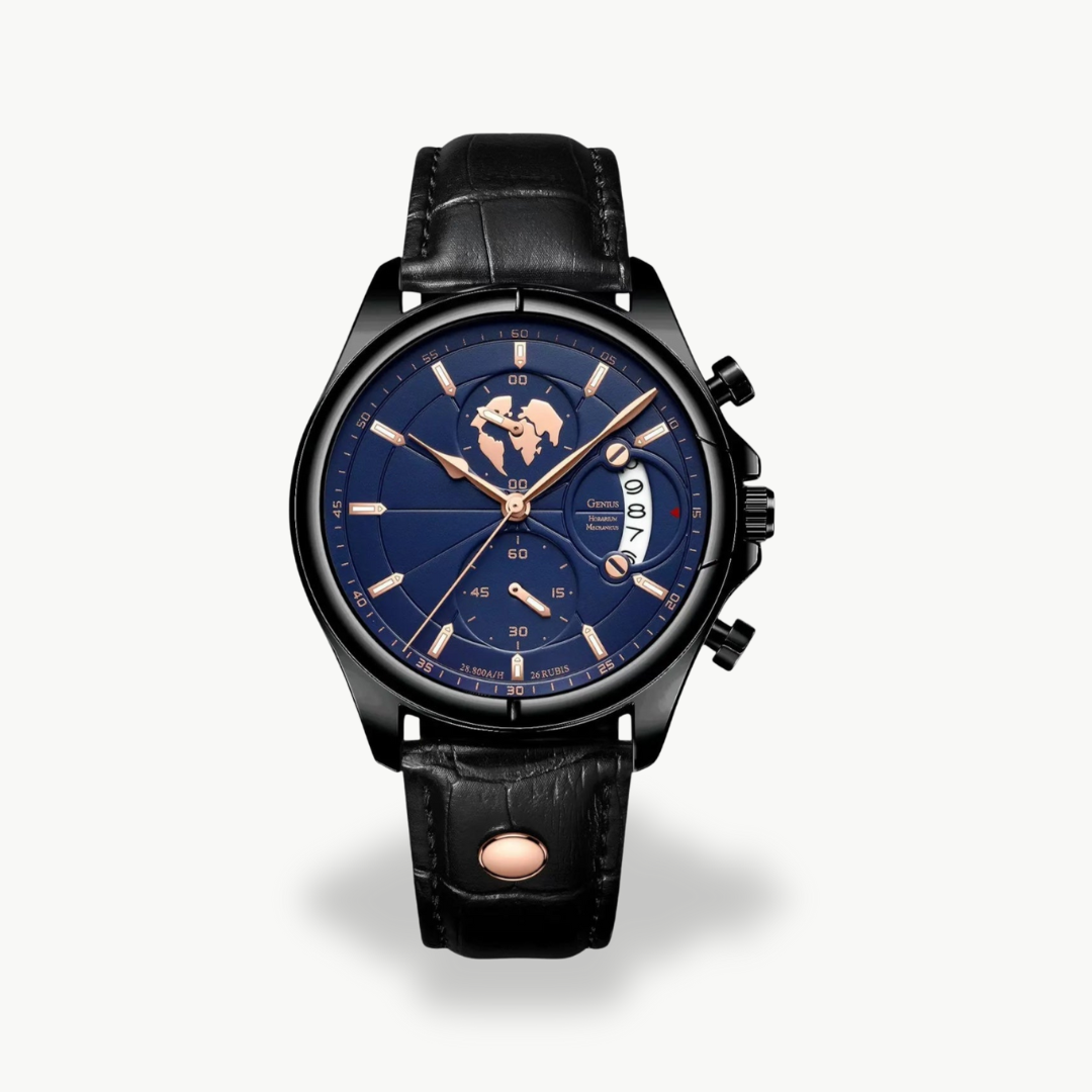 Men's Chronograph Watch with Leather Strap