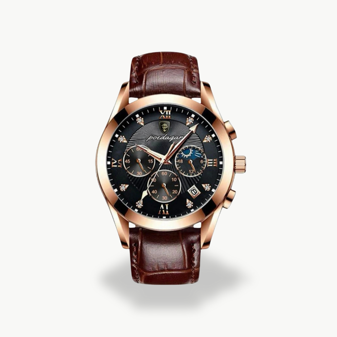 Men's Chronograph Watch with Faux Leather Strap | Luxenique