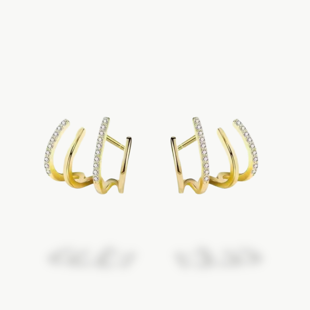 Women's Gold Hoop Earrings with Rhinestones | Luxenique