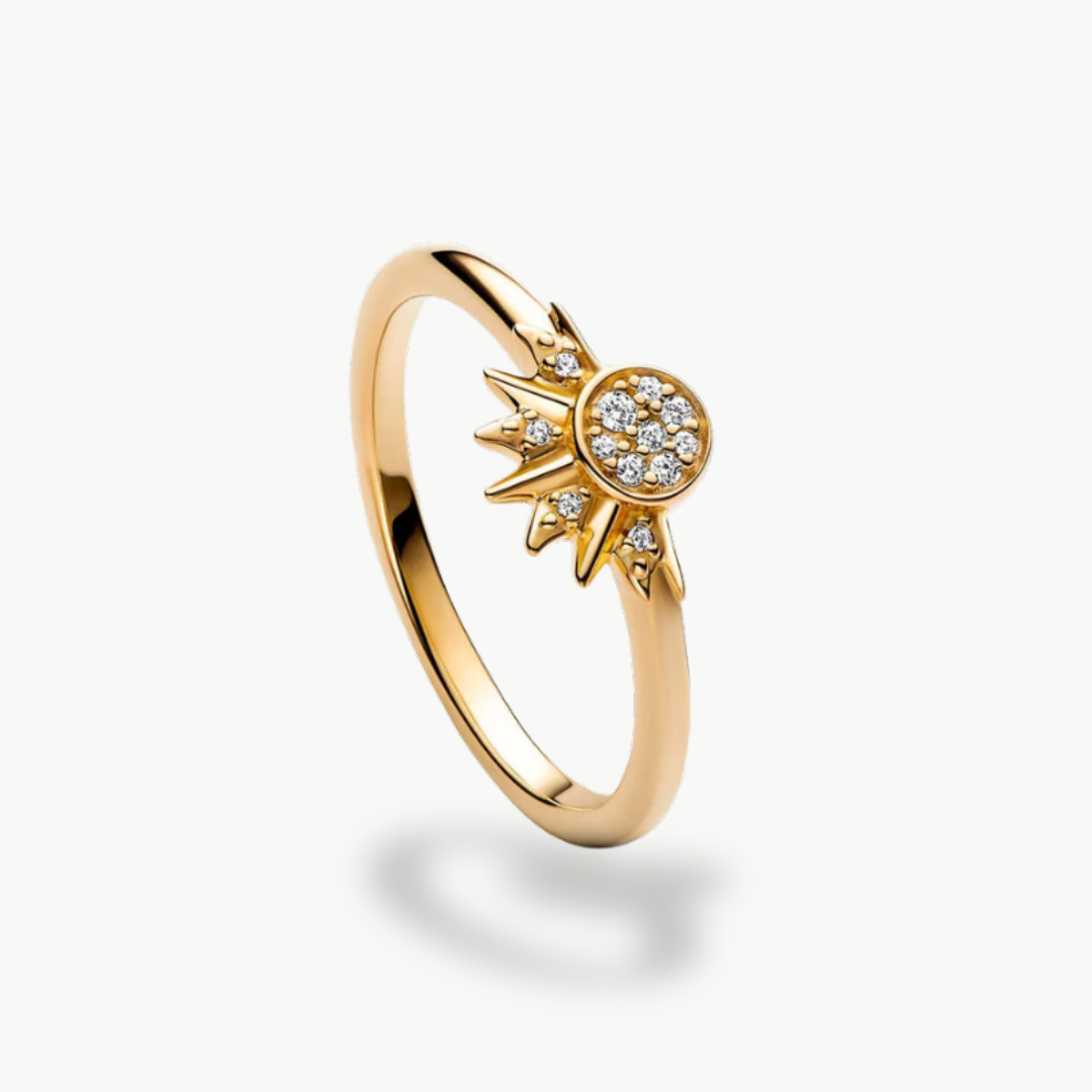 Moon & Sun Crystal Ring Set – Sterling Silver | Luxenique