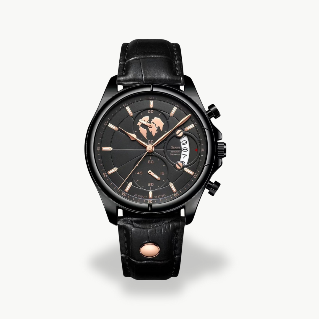 Men's Chronograph Watch with Leather Strap