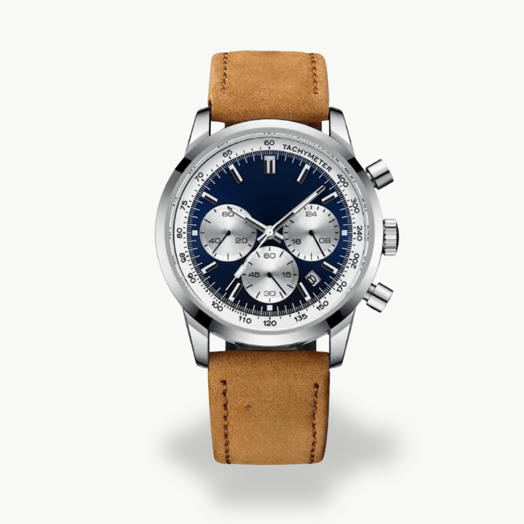 Men's Chronograph Watch with Leather Strap