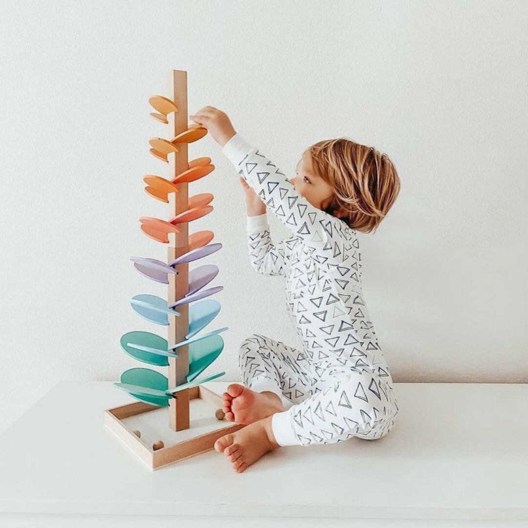 Rainbow Marble Tower – Wooden Interactive Sound Toy | Luxenique