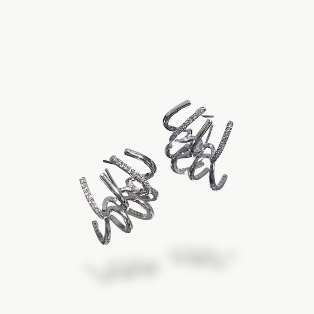 Women's Gold Hoop Earrings with Rhinestones | Luxenique
