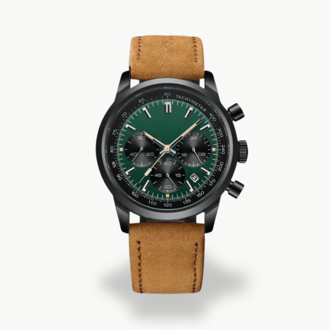 Men's Chronograph Watch with Leather Strap
