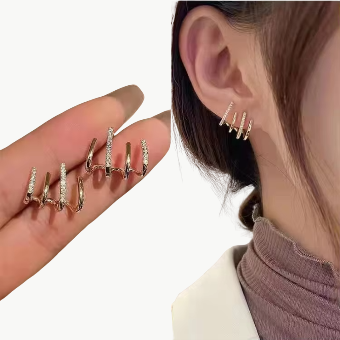 Women's Gold Hoop Earrings with Rhinestones | Luxenique