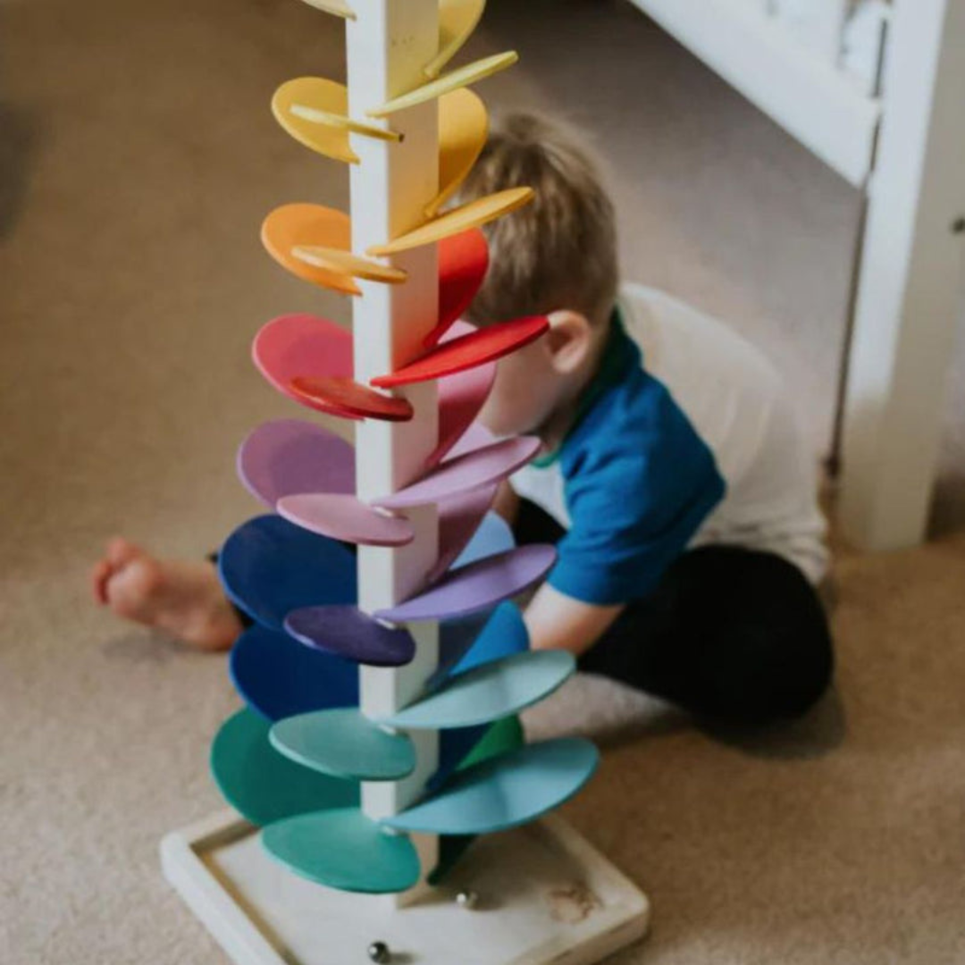 Rainbow Marble Tower – Wooden Interactive Sound Toy | Luxenique