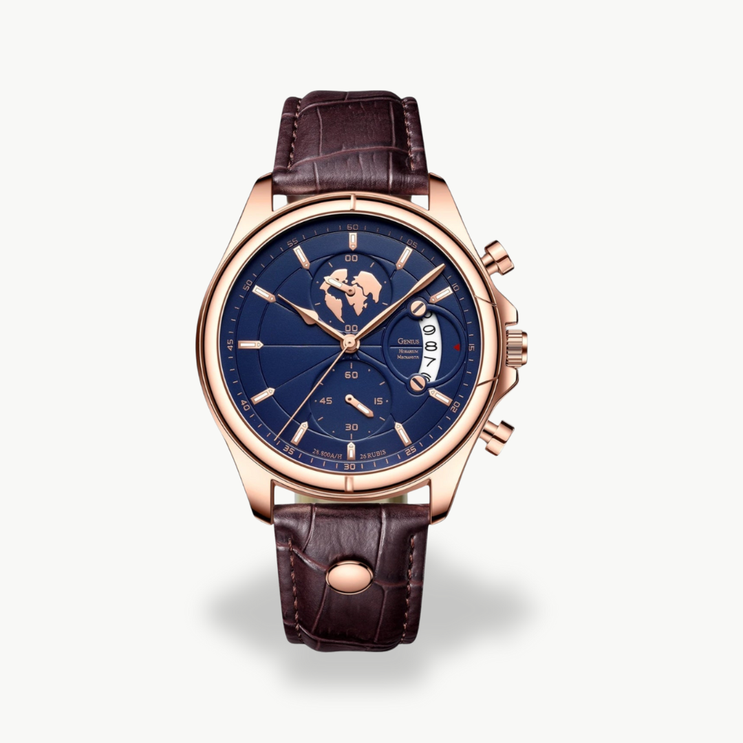 Men's Chronograph Watch with Leather Strap
