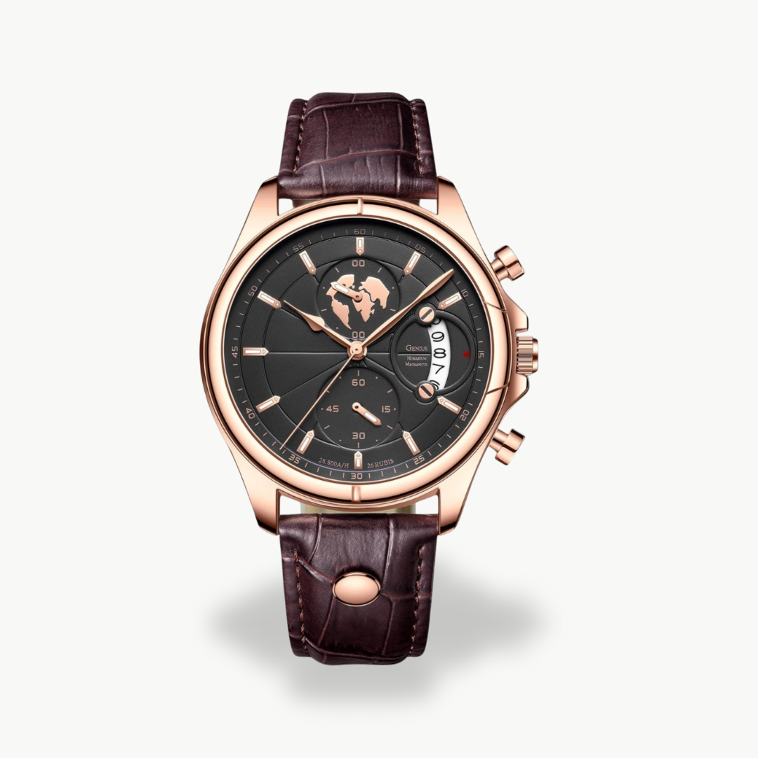 Men's Chronograph Watch with Leather Strap