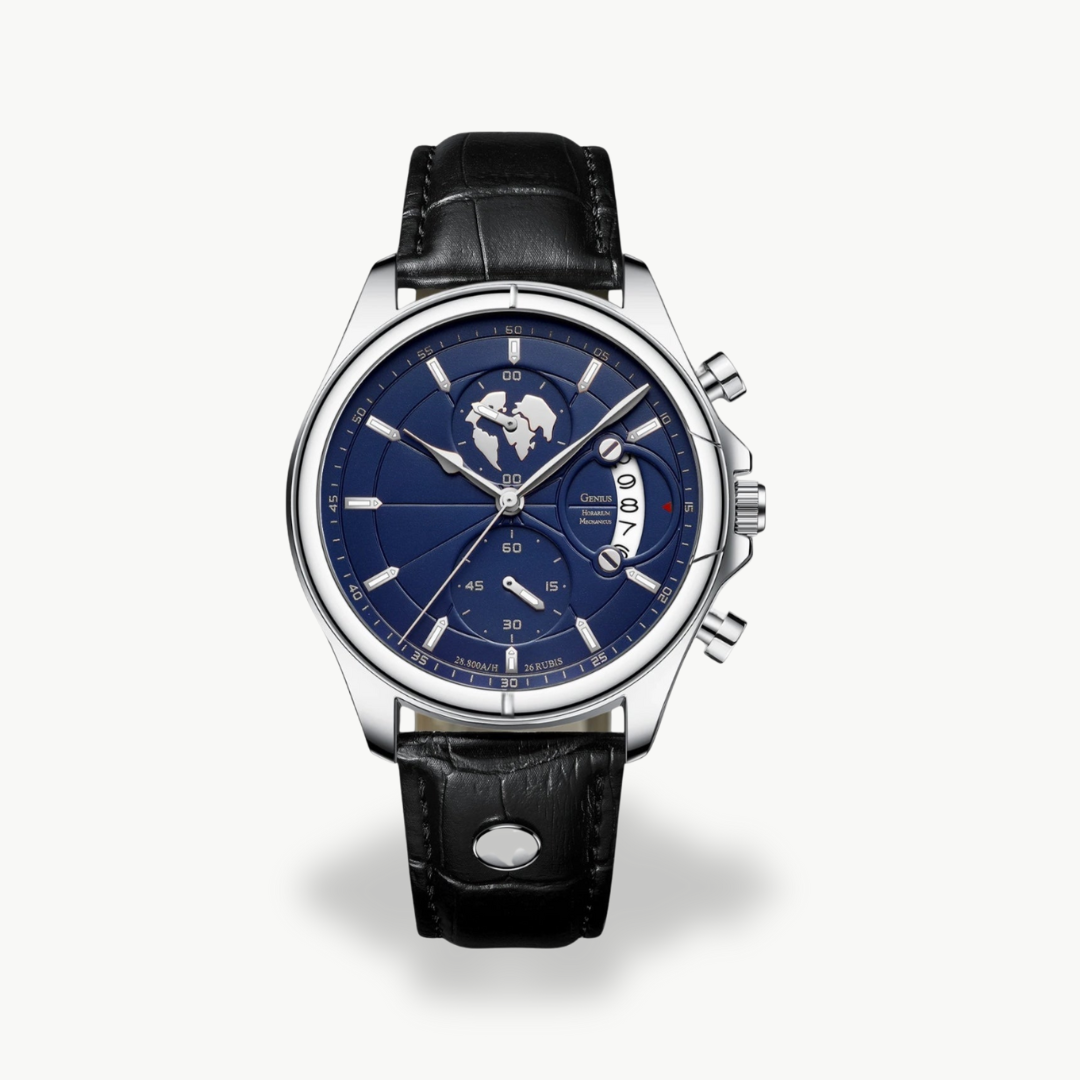 Men's Chronograph Watch with Leather Strap
