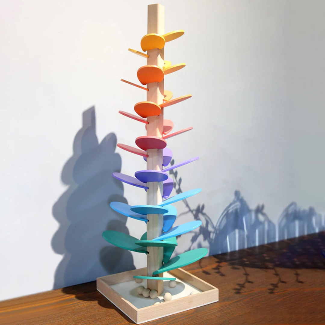 Rainbow Marble Tower – Wooden Interactive Sound Toy | Luxenique