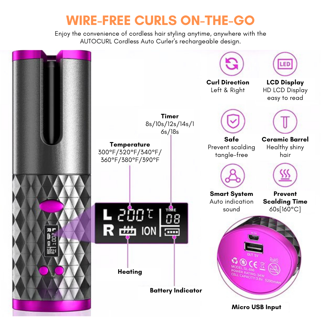 Cordless Automatic Hair Curler | Luxenique