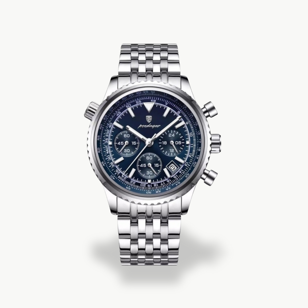 Men's Chronograph Watch with Silver Band | Luxenique
