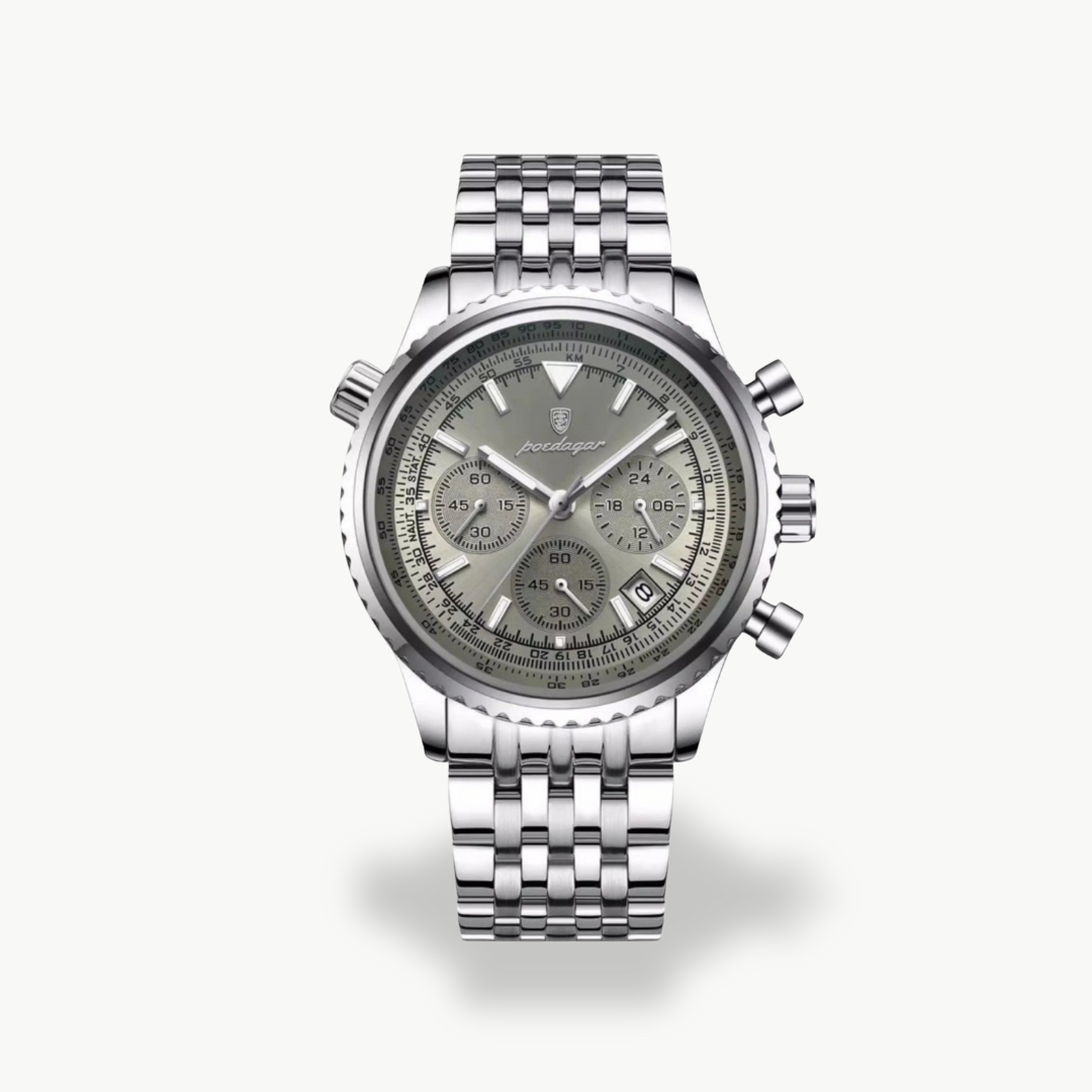 Men's Chronograph Watch with Silver Band | Luxenique