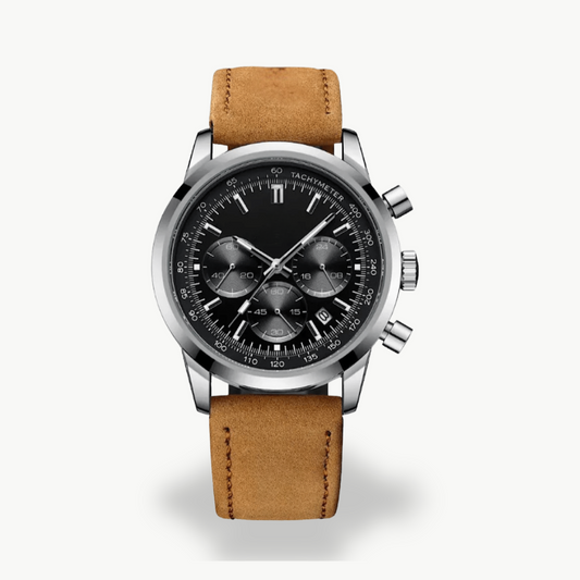 Men's Chronograph Watch with Leather Strap