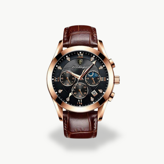 Men's Chronograph Watch with Faux Leather Strap | Luxenique