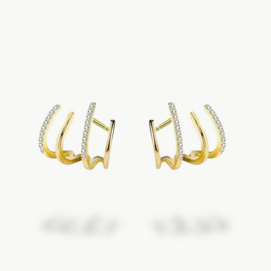Women's Gold Hoop Earrings with Rhinestones | Luxenique