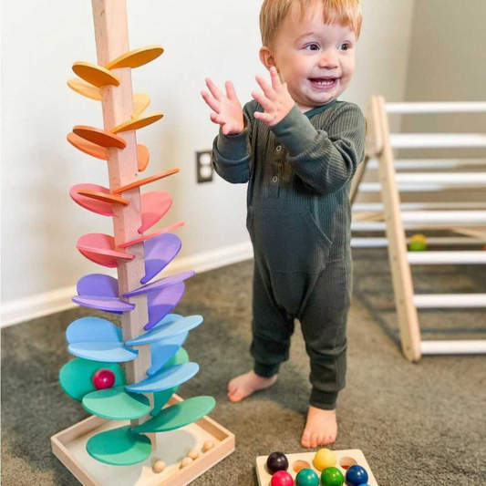 Rainbow Marble Tower – Wooden Interactive Sound Toy | Luxenique