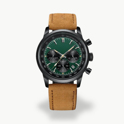 Men's Chronograph Watch with Leather Strap