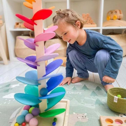 Rainbow Marble Tower – Wooden Interactive Sound Toy | Luxenique