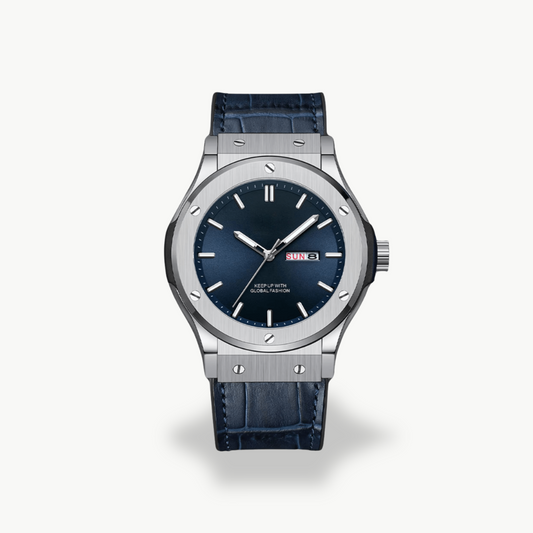 Men's Analog Watch with Leather Strap
