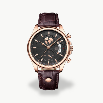 Men's Chronograph Watch with Leather Strap