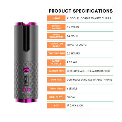 Cordless Automatic Hair Curler | Luxenique