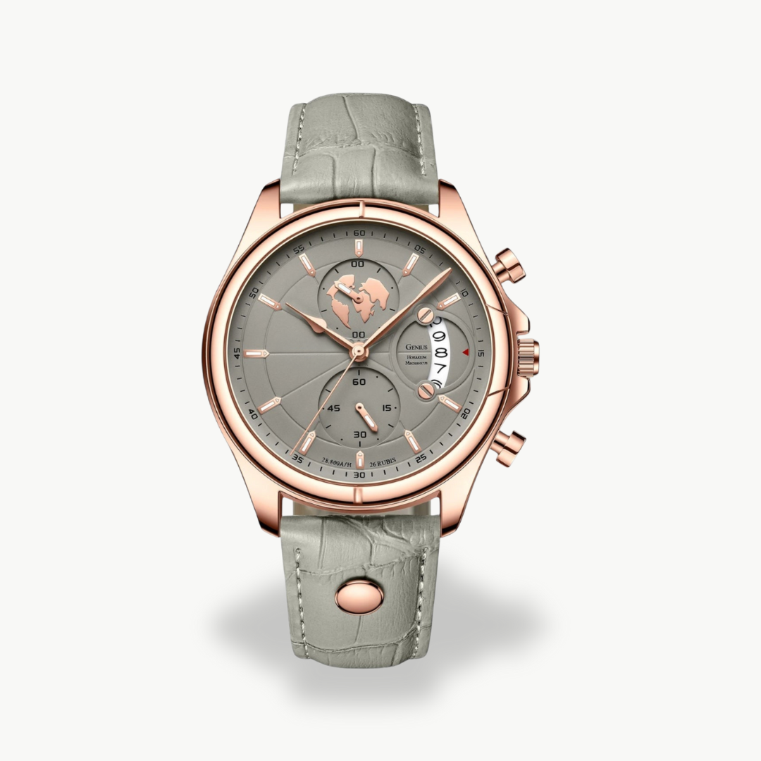 Men's Chronograph Watch with Leather Strap