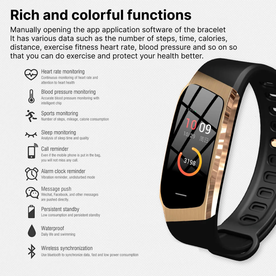 Smartwatch with Heart Rate and Blood Pressure Monitoring | Luxenique