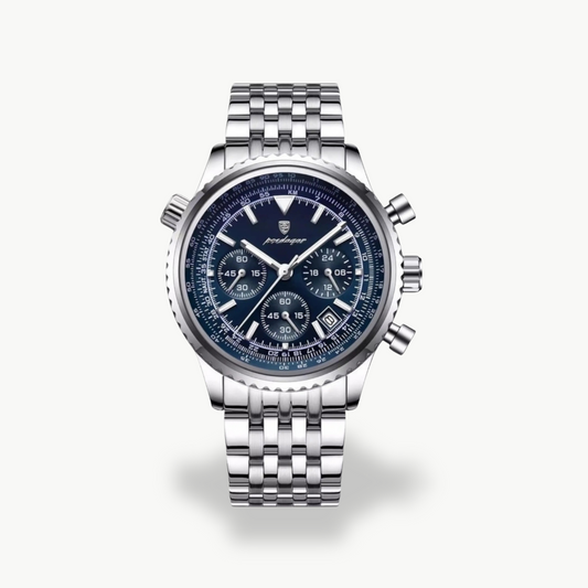 Men's Chronograph Watch with Silver Band | Luxenique